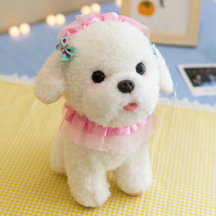 عروسک طرح سگ اشرافی مدل Bichon Frise ارتفاع 25 سانتی متر