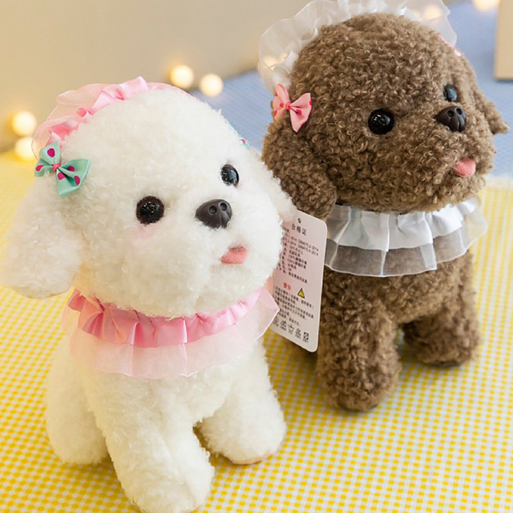 عروسک طرح سگ اشرافی مدل Bichon Frise ارتفاع 25 سانتی متر