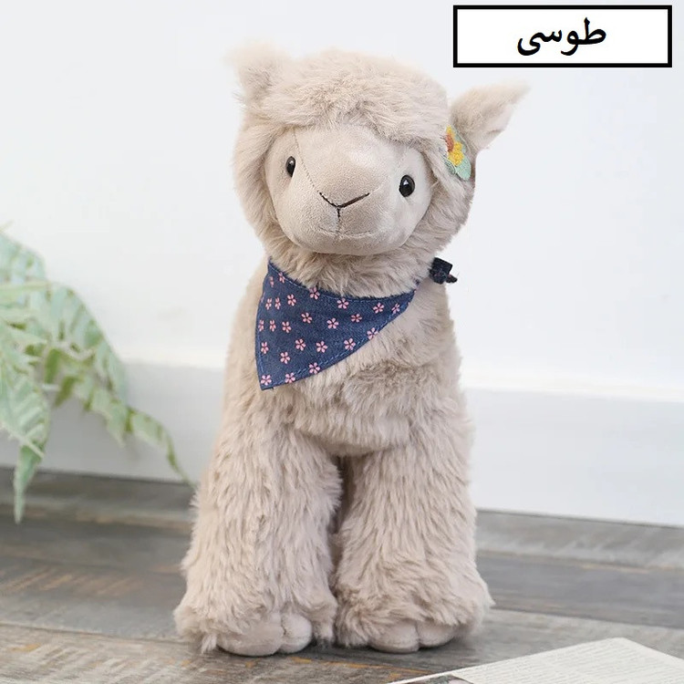عروسک طرح بره لاما مدل گل به سر کد JIMI110 ارتفاع 25 سانتیمتر